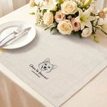 Personalised Pet Photo Linen Napkin with Name Text and Date Table Decoration Wedding Gift for Bridesmaid Pet Lover