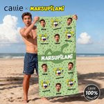 Personalized 1-6 Face Photos Cute Marsupilami Face Expression Quick Dry Beach Towel with Name Birthday Gift for Kid Family | Callie × Marsupilami®