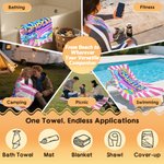 Gepersonaliseerde Multi-Color Doodle stijl sneldrogende oversized strandhanddoek met naam Seaside Vacation Beach Party Verjaardagscadeau voor vrienden familie