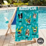 Personalized 1-6 Face Photos Cute Marsupilami Face Expression Quick Dry Beach Towel with Name Birthday Gift for Kid Family | Callie × Marsupilami®