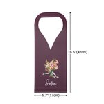 Personalised Watercolor Birth Flower Bouque PU Leather Protective Wine Bag with Name Mother's Day Birthday Gift for Mom Wine Lovers