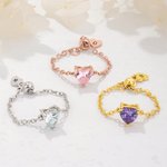 Personalized Birthstone Sterling Silver Ring with Initial Daily Wear Summer Travel Birthday Gift for Her