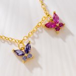 Personalized 1-10 Butterfly Birthstones Necklace Exquisite Jewelry Mother's Day Birthday Anniversary Gift for Mom Woman