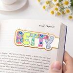 Personalised Bright Floral Doodle Name Magnetic Bookmark Clips with Card Birthday Back to School Gift for Book Lovers Readers