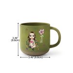 Personalized Cartoon Reading Character Birth Flower Ceramic Mug with Name Birthday Book Club Gift for Book Lovers Bookworms