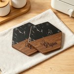 Gepersonaliseerde gegraveerde tekst Chef-kok vader Acacia marmeren snijplank onderzetterset met kom en lepel Vaderdag Housewarming Gift voor vader familie