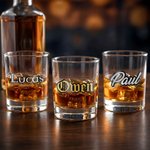 Personalized Gold Silver Name 10 oz Rock Whiskey Glass Birthday Father's Day Gift for Man Whiskey Enthusiast