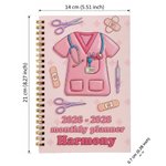 Personalized Cartoon Nurse Scrub Medical Device 2026-2028 Planner Spiral Notebook with Weekly Monthly Planning Pages Birthday Gift for Doctor Nurse