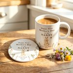 Personalised Happy First Mother's Day 11oz Ceramic Coffee Mug and Coaster Set with Animals Hug Design Mother's Day Gift for Grandma Mom