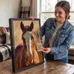 Peinture à l'Huile Personnalisée Texture Style Portrait de Cheval Impression sur Toile Encadrée avec Nom Décoration de Maison Envoi depuis les USA Cadeau de pendaison de crémaillère pour les propriéta