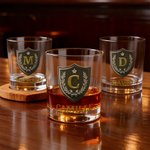 Personlig Luxury Crown Classic Badge Initial Rock Whisky Glass med navn Bursdag farsdagsgave til mann pappa ektemann Groomsman