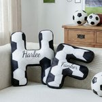 Personalised Soccer Design Initial Soft Cushion with Name Living Room Decor Game Day Birthday World Cup Gift for Soccer Player Lover