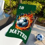 Gepersonaliseerde Vlame Basketball Honkbal Extra Groot Sneldrogende Strandlaken met Naam en Nummer Verjaardagscadeau voor Sportliefhebbers