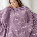 Personalized Multicolor Word Cloud Soft Throw Blanket with Name Home Decor Birthday Gift for Kids Family Friends