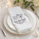 Personalised Pet Photo Linen Napkin with Name Text and Date Table Decoration Wedding Gift for Bridesmaid Pet Lover