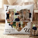 Personalized Heart Couple Photos Throw Pillow Cover with Name and Date Home Decor Valentine's Day Anniversary Gift for Couples