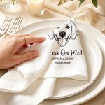 Personalised Pet Photo Linen Napkin with Name Text and Date Table Decoration Wedding Gift for Bridesmaid Pet Lover