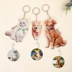 Personalised 2D Clay Effect Pet Photo Acrylic Keychain with Name Bag Tag Anniversary Birthday Gift for Pet Lovers Owners