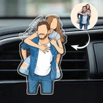 Personalized Funny Comic Style Photo Car Charm with Text Car Air Vent Clip Use Birthday Anniversary Gift for Friend Couple Family