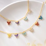 Personalized 1-10 Butterfly Birthstones Necklace Exquisite Jewelry Mother's Day Birthday Anniversary Gift for Mom Woman