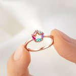 Personalized 1-6 Birthstones Sterling Silver Ring with Name Dainty Jewellery Anniversary Birthday Mother's Day Gift for Woman Mother