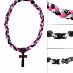 Personalized Baseball Softball Cross Tornado 3-Rope Braided Necklace with Engraved Text Team Spirit Birthday Gift for Sport Lovers