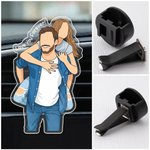 Personalized Funny Comic Style Photo Car Charm with Text Car Air Vent Clip Use Birthday Anniversary Gift for Friend Couple Family