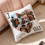Personalized Heart Couple Photos Throw Pillow Cover with Name and Date Home Decor Valentine's Day Anniversary Gift for Couples