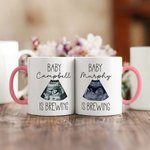 Personalised Baby Is Brewing Ultrasound Photo Ceramic Mug with Name Pregnancy Announcement Gender Reveal Party Gift for Expecting Parents