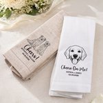 Personalised Pet Photo Linen Napkin with Name Text and Date Table Decoration Wedding Gift for Bridesmaid Pet Lover