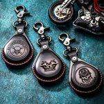 Personalisierte Funkschlüssel-Hülle aus Echtleder | Logo- und Textgravur | Schlüsselanhänger | Geburtstag Vatertag Geschenk für Motorradfahrer Biker