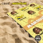 Personalized 1-6 Face Photos Cute Marsupilami Face Expression Quick Dry Beach Towel with Name Birthday Gift for Kid Family | Callie × Marsupilami®