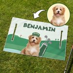 Personalizzato Golf Classic Elements Watercolor Style Pet Photo Golf Cart Seat Cover with Name Team Birthday Gift for Golf Player Pet Owner