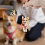 Personalised 2D Clay Effect Pet Photo Acrylic Keychain with Name Bag Tag Anniversary Birthday Gift for Pet Lovers Owners