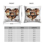 Personalized Heart Couple Photos Throw Pillow Cover with Name and Date Home Decor Valentine's Day Anniversary Gift for Couples