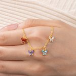Personalized 1-10 Butterfly Birthstones Necklace Exquisite Jewelry Mother's Day Birthday Anniversary Gift for Mom Woman