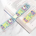 Personalised Bright Floral Doodle Name Magnetic Bookmark Clips with Card Birthday Back to School Gift for Book Lovers Readers