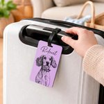 Personalised Line Art Effect Pet Photo Luggage Tag with Name Travel Accessories Birthday Gift for Pet Owners Travel Lovers