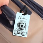 Personalised Line Art Effect Pet Photo Luggage Tag with Name Travel Accessories Birthday Gift for Pet Owners Travel Lovers