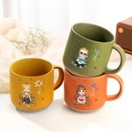 Personalized Cartoon Reading Character Birth Flower Ceramic Mug with Name Birthday Book Club Gift for Book Lovers Bookworms