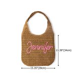 Personalized Multicolor Name Crochet Raffia Tote Bag Beach Vacation Bachelorette Party Birthday Gift for Her