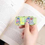 Personalised Bright Floral Doodle Name Magnetic Bookmark Clips with Card Birthday Back to School Gift for Book Lovers Readers