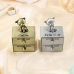 Personalized My First Tooth Curl Bear Storage Box with Name and Two Drawers Baby Shower Birthday Gift for Baby New Parent