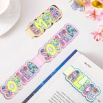 Personalised Bright Floral Doodle Name Magnetic Bookmark Clips with Card Birthday Back to School Gift for Book Lovers Readers
