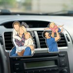 Personalized Funny Comic Style Photo Car Charm with Text Car Air Vent Clip Use Birthday Anniversary Gift for Friend Couple Family