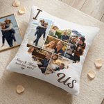 Personalized Heart Couple Photos Throw Pillow Cover with Name and Date Home Decor Valentine's Day Anniversary Gift for Couples
