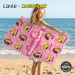 Personalized 1-6 Face Photos Cute Marsupilami Face Expression Quick Dry Beach Towel with Name Birthday Gift for Kid Family | Callie × Marsupilami®