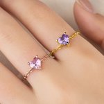 Personalized Birthstone Sterling Silver Ring with Initial Daily Wear Summer Travel Birthday Gift for Her