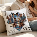 Personalized Heart Couple Photos Throw Pillow Cover with Name and Date Home Decor Valentine's Day Anniversary Gift for Couples