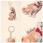 Personalised 2D Clay Effect Pet Photo Acrylic Keychain with Name Bag Tag Anniversary Birthday Gift for Pet Lovers Owners
